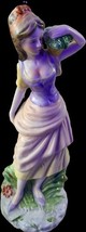 Vintage Porcelain Statue Woman Carrying Basket On Shoulder W/ Cleavage -... - $48.89