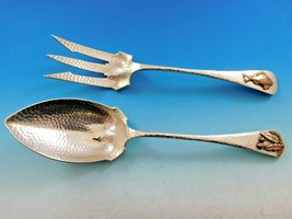 Antique Hammered & Applied by Gorham Sterling Silver Salad Set Copper Metal Fish - £1,197.06 GBP