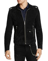 Suede Leather Jacket for Men Black Biker Moto Custom Made Size XS S M L ... - £116.44 GBP