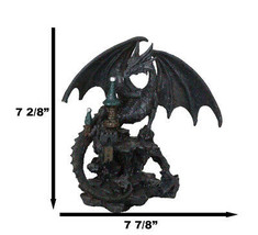Stone Dragon With Open Wings Guarding Medieval Castle On Mountain Rocks Figurine - £33.21 GBP
