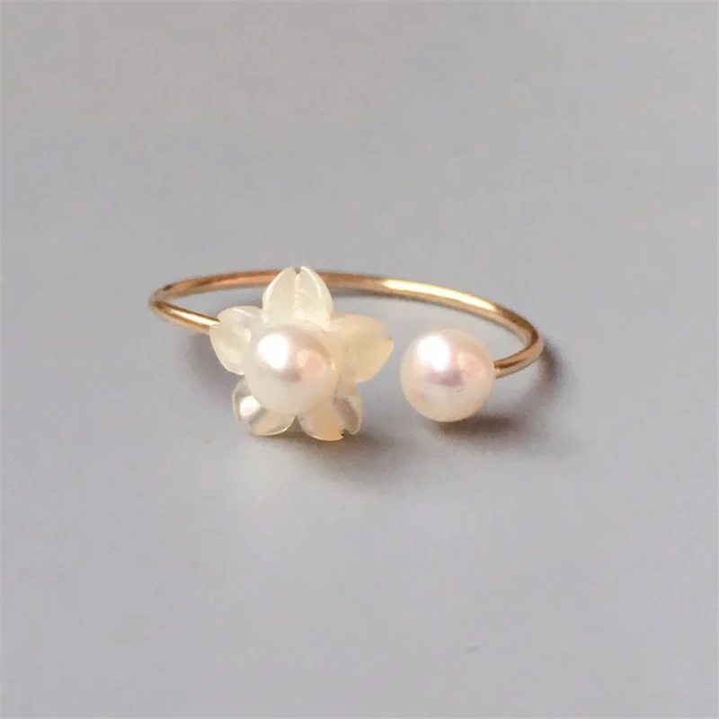 14K Gold Filled Pearl Rings Natural Pearl Jewelry Handmade  Knuckle Ring Mujer B - £39.22 GBP