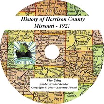 1921- HARRISON County Missouri MO - History &amp; Genealogy - Ancestors - CD DVD - £4.68 GBP