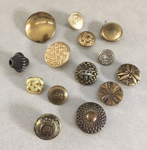 Mixed Lot 14 Vintage Mid Century Art Deco Brass Metal Shank Buttons 1.25... - $19.99