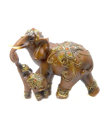 Large Size Mother Elephant With Calf Figurine Faux Wood Finished Resin F... - €14,31 EUR