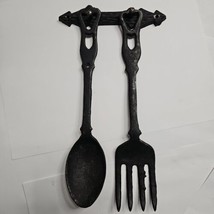 Cast Iron Kitchen Decor Rack Wall Hanging Holder With Set Fork And Spoon... - £22.23 GBP