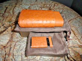 Brizard  "Show Band" 3 Cigar Case Gordo & Sottile  Lighter Ostrich Tan NIB image 5