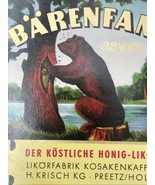 VTG Bear &amp; Honey Tree Barenfang Original Masurischer Liquor Bottle Label... - $13.99