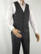 Men&#39;s RENOIR Vest Wool 140&#39;s Adjustable, Full Lining 508-3 Mid Gray - £43.58 GBP
