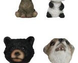 Whimsical Elephant Panda Black Bear And Wolf Set Of 4 Mini Bobblehead Fi... - £15.71 GBP