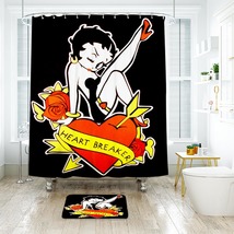 Betty Boop 07 Shower Curtain Bath Mat Bathroom Waterproof Decorative Bathtub - £18.49 GBP+