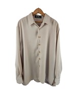 Alan Stewart Mens Shirt Size L Button Front Polyester Beige Casual Long ... - £14.01 GBP