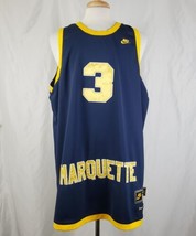 Nike Dwayne Wade #3 Marquette Golden Eagles Throwback Basketball Jersey XXL Blue - £58.34 GBP