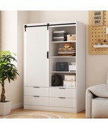 Rustic White Armoire Wardrobe with Drawers &amp; Shelves - $7,709.58 MXN