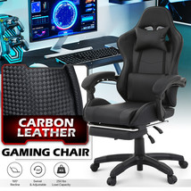 Black[Lumbar Support+Footrest]Gaming Racing Chair Office Swivel Reclinab... - £182.58 GBP