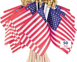 American Flags on Stick, 50 Pack 4 X6 Inch Small US Flags with Wooden Sp... - £21.75 GBP