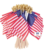 American Flags on Stick, 50 Pack 4 X6 Inch Small US Flags with Wooden Sp... - £21.70 GBP