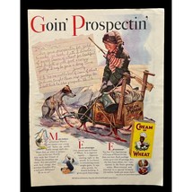 Cream of Wheat Cereal Vintage Print Ad 1938 Goin&#39; Gold Prospectin&#39; Gold Boy Dog - £15.94 GBP