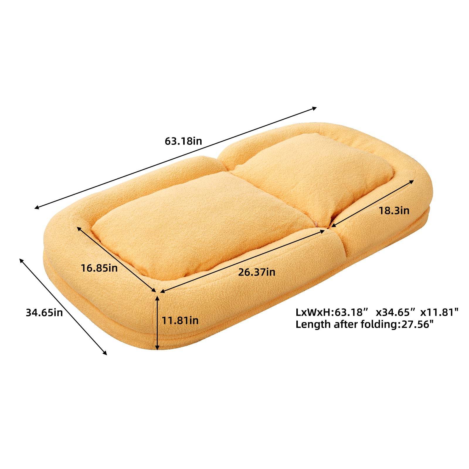 Yellow Teddy Folding Sofa Chair - 5-Position Adjustable Gaming Item image 3