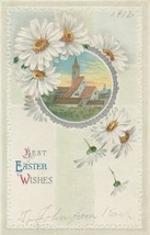 Vintage Postcard Easter Daisies Church Embossed 1912 - £5.54 GBP