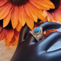 Bohemian Tribal Ring with stone Color Turquoise Size 7 - £13.79 GBP