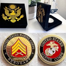 NEW USMC U.S. Marine Corps Sergeant Challenge Coin with velvet case. - £15.24 GBP