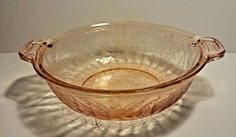 JEANETTE PINK DEPRESSION GLASS 8&quot; BOWL WITH HANDLES  POINSETTIA PATTERN - £13.10 GBP