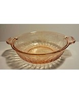 JEANETTE PINK DEPRESSION GLASS 8&quot; BOWL WITH HANDLES  POINSETTIA PATTERN - $17.00