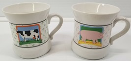 AG) 2 Vandor Country Collection Pelzman Designs Coffee Mugs Cow Pig Barn 1981  - £15.81 GBP