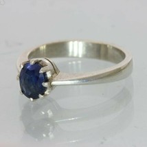 Dark Blue Sapphire Handmade Silver Ladies Ring, Birthstone of September size 5.5 - £45.56 GBP