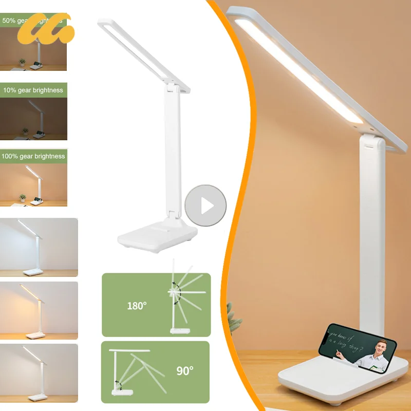 Led Desk Lamp Dimmable Desk Lamps With USB Charging Port Eye Protection Touch - £9.48 GBP+