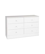 Astrid 6-Drawer Dresser With Acrylic Knobs, White - £214.75 GBP