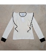*READ* J.O.A Antholropologie Just One Answer Cream Ruffled Knit Sweater ... - $19.95