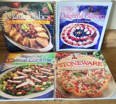 4 Pampered Chef Cookbooks Cooking Recipes Stoneware Casual Desserts Main... - $14.24