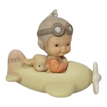 Vintage 1995 Enesco Plane With Pilot and puppy Ornament christmas decor - £10.49 GBP