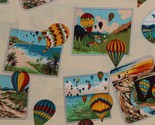 Cotton Hot Air Balloons Photos Postcards Cream Fabric Print by the Yard ... - $11.95