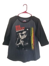 Womens Bob Marley &quot;Wake Up and Live&quot; Graphic 1/2 Sleeve Shirt - Gray/Bla... - $26.60