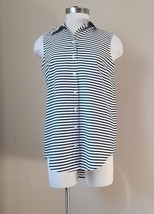 Trendy Chico’s White Shirt Black Stripes Sleeveless Size 0 made of 100% ... - $14.99