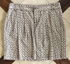 GAP Beige/Olive Green Tribal Pattern Short Pleated Cotton Skirt (6) - $14.60
