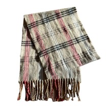 Cejon Scarf Made in Italy Fringe Brown Plaid Black Cream Red Stripes - £6.63 GBP