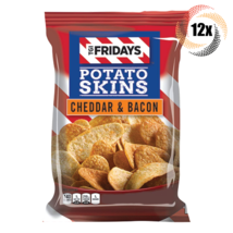 12x Bags T.G.I. Fridays Cheddar &amp; Bacon Flavored Potato Skins Chips | 4oz - £25.07 GBP