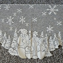 Vintage Lace Snowman Family Mantle Scarf Entry Table Runner Christmas Decor - £14.46 GBP