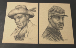 Set of 2 Vintage B. Curnock Buffalo Soldiers Trooper A 10th Cavalry Signed Print - £129.42 GBP