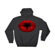 Lips Albanian Flag : Gift Hoodie Albania Expat Country For Her Woman Feminine Wo - £28.30 GBP