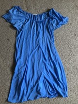 Miss Elaine Womens Classics Large bright Blue Nylon Short Sleeve Night Gown Vtg - £42.17 GBP