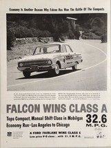 1961 Print Ad Ford Falcon Four-Door Wins Mobilgas Economy Run  - £15.28 GBP