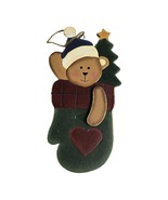 Wooden Teddy Bear Mitten Heart Christmas Tree Hanging Large Oversized Or... - $4.45