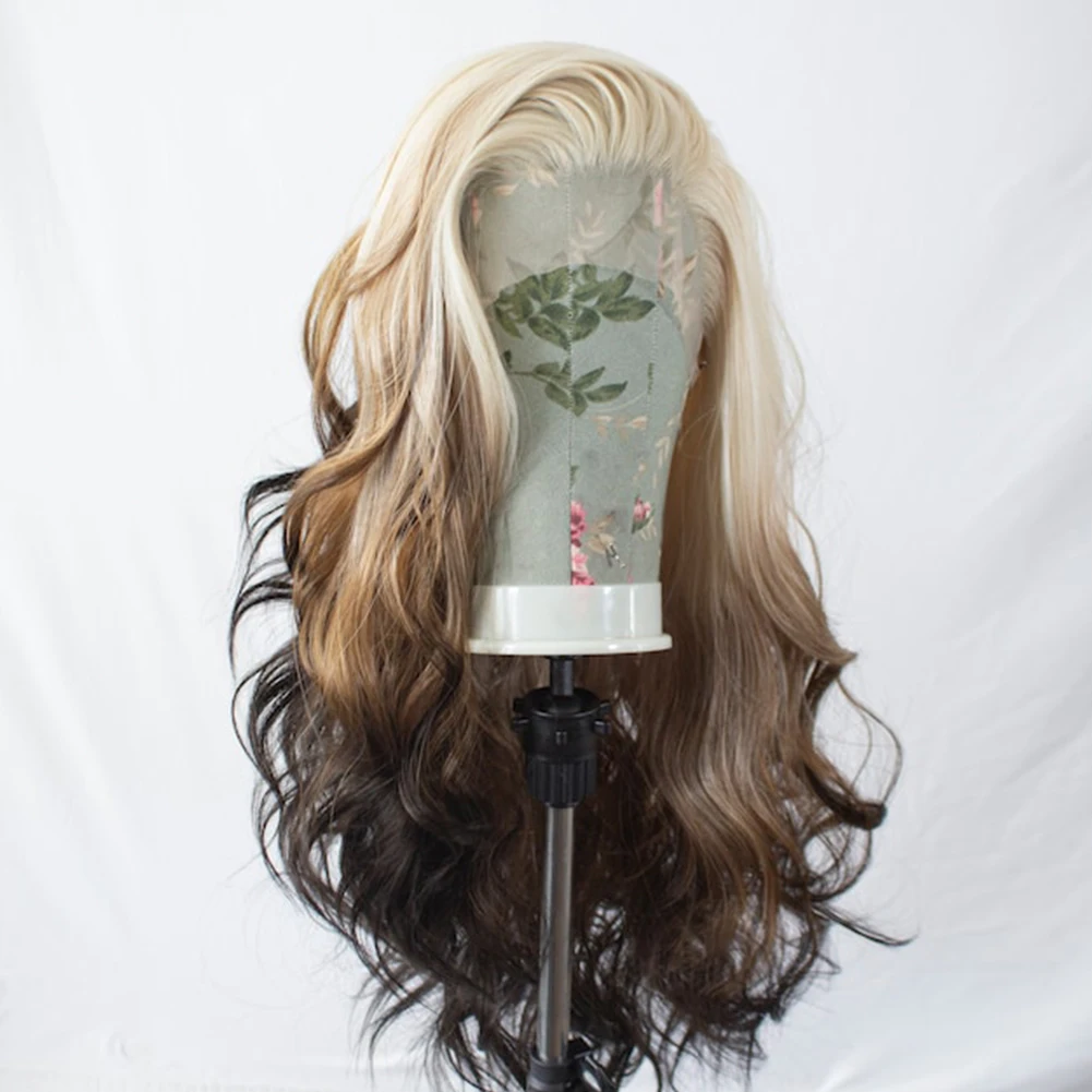 AIMEYA Ombre Blonded Synthetic Lace Wig Long Body Wave Lace Front Wigs for Wom - £49.42 GBP+