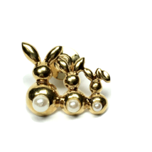 Avon Gold Tone Tack Pin 3 Bunnies Easter Jewelry Rabbit Bunny - £7.92 GBP