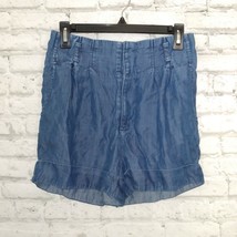 Express Shorts Womens 6 Blue High Rise Cuffed Denim Jean Shortie Lyocell - £15.60 GBP