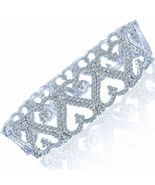 7.30 Carat Natural Diamond Heart Link Women&#39;s Bracelet 14k White Gold 7&quot; - $20,914.42 CAD